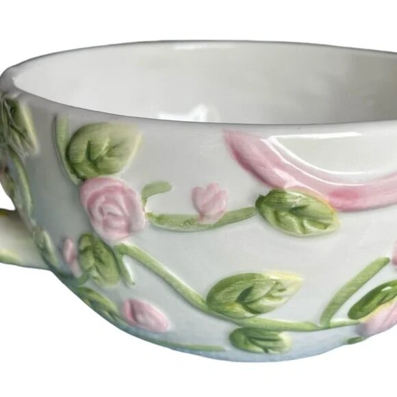 Vtg Style-Eyes by BAUM BROS MUG 3D Rose Garden and Ribbon 12 oz - Picture 8 of 13